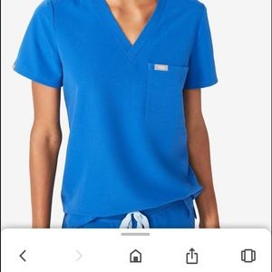 Figs royal blue scrub top